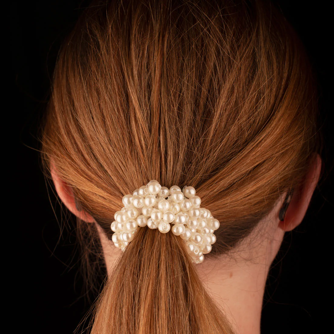 Ullu Faux Pearl Bead Scrunchie <br>White <br>Diameter 7.5cm - Image 2