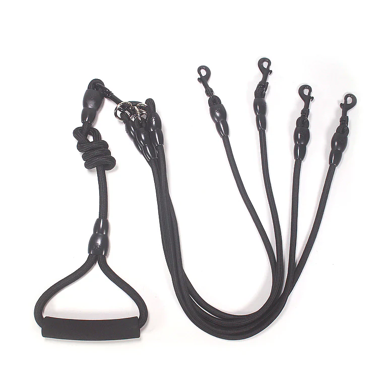 Furzone 2/3/4 Way 360 Degree Swivel Dog Lead Set <br>Paddle Handle <br>Black - Image 2