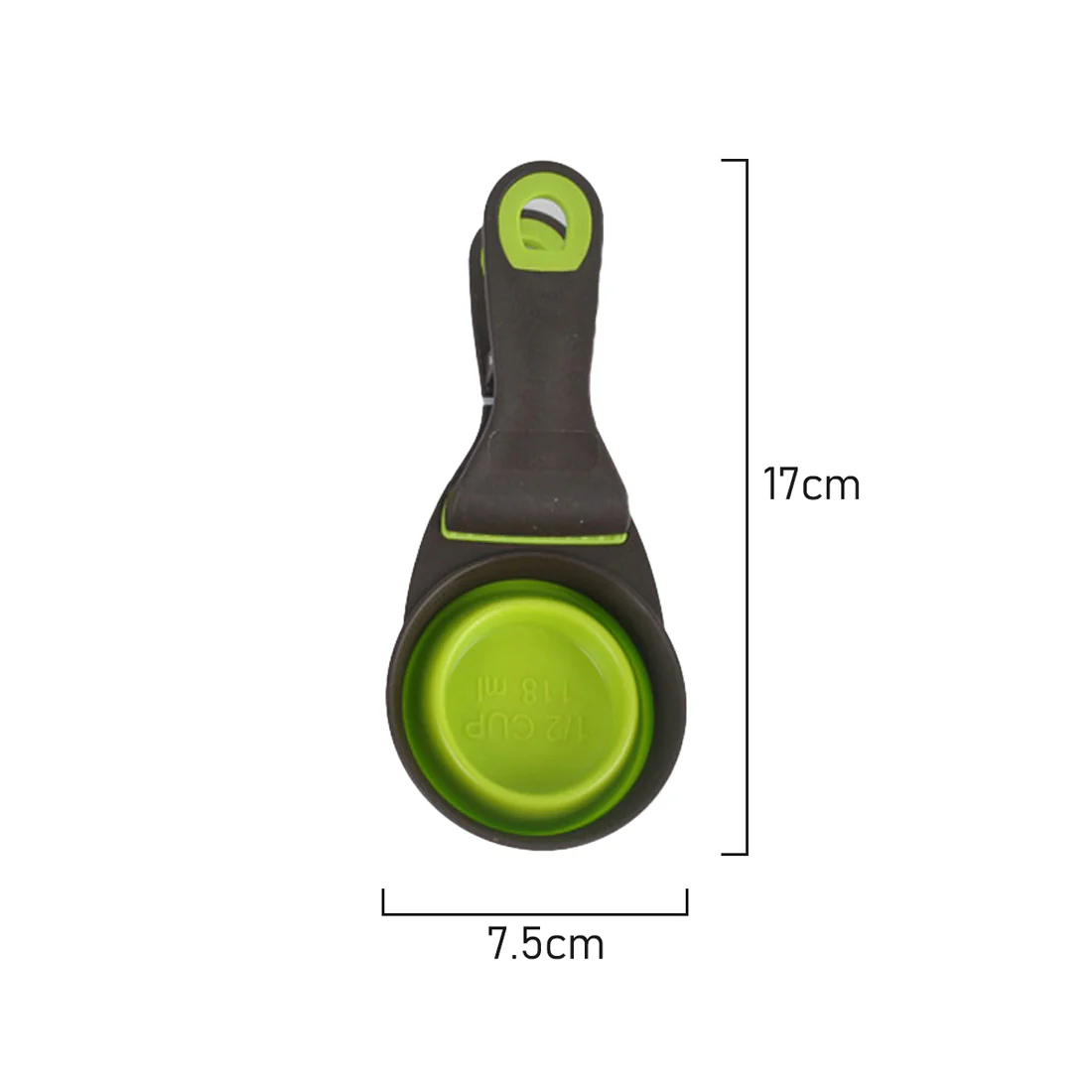 Furzone Collapsible Dog/Cat Food Scoop Measuring Cup & Bag Clip <br>Green <br>1/2 Cup / 118ml - Image 5