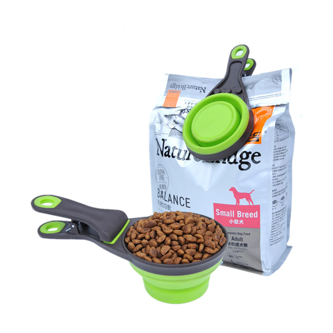 Furzone Collapsible Dog/Cat Food Scoop Measuring Cup & Bag Clip <br>Green <br>2 Cup / 473ml - Image 4
