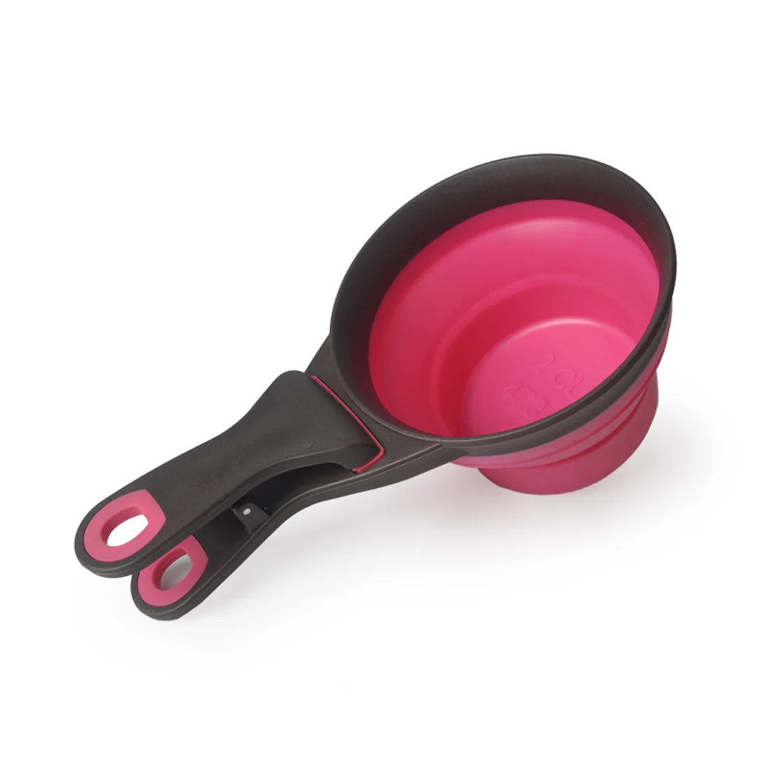 Furzone Collapsible Dog/Cat Food Scoop Measuring Cup & Bag Clip <br>Pink <br>1/2 Cup / 118ml