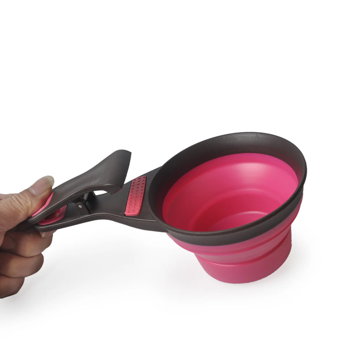 Furzone Collapsible Dog/Cat Food Scoop Measuring Cup & Bag Clip <br>Pink <br>1/2 Cup / 118ml - Image 3