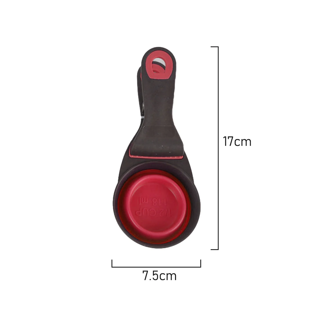 Furzone Collapsible Dog/Cat Food Scoop Measuring Cup & Bag Clip <br>Pink <br>1/2 Cup / 118ml - Image 6
