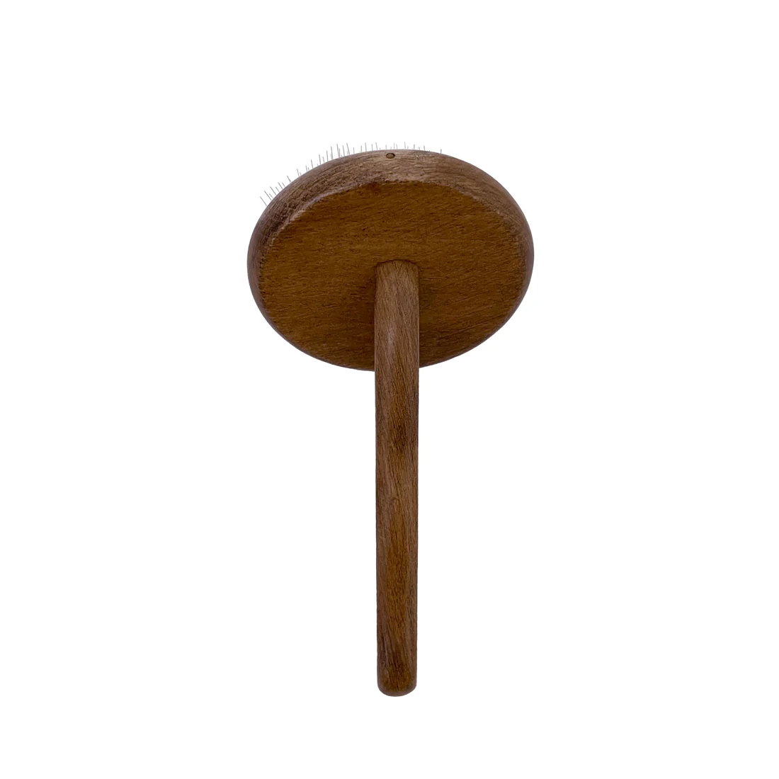 Furzone Dog/Cat Round Slicker Brush <br>Stainless Steel & Beechwood <br>18 x 9cm Small Pins 17mm - Image 4