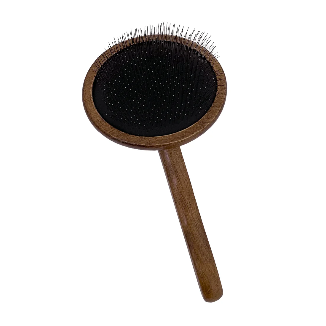 Furzone Dog/Cat Round Slicker Brush <br>Stainless Steel & Beechwood <br>18 x 9cm Small Pins 17mm - Image 5