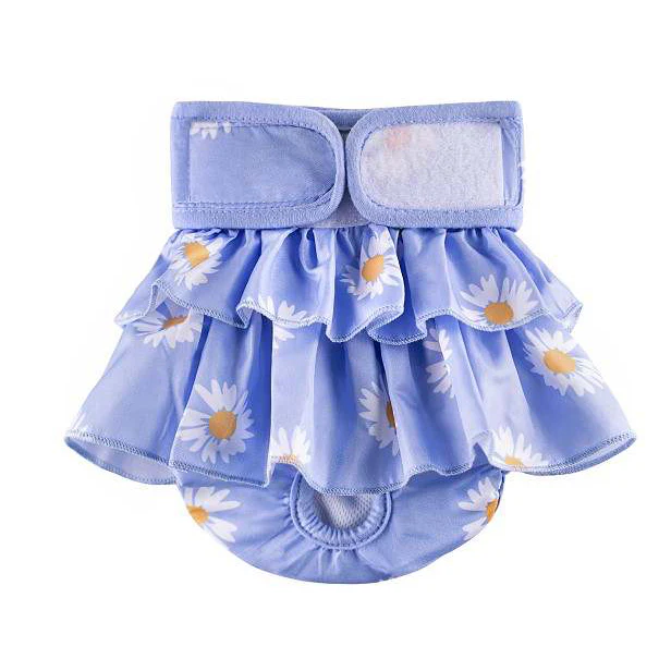 Furzone Extra Large Reusable Washable Female Dog Diaper <br>Suitable for waistline 60-82cm <br>Blue Daisy