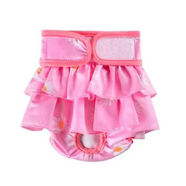 Furzone Extra Small Reusable Washable Female Dog Diaper <br>Suitable for waistline 20-35cm <br>Pink Daisy