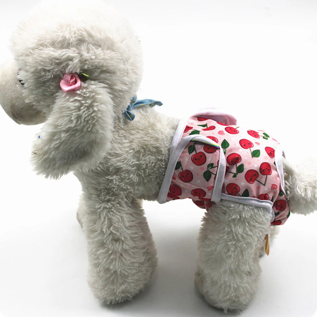 Furzone Extra Small Reusable Washable Female Dog Diaper <br>Suitable for waistline 25-35cm <br>Red Cherry - Image 3