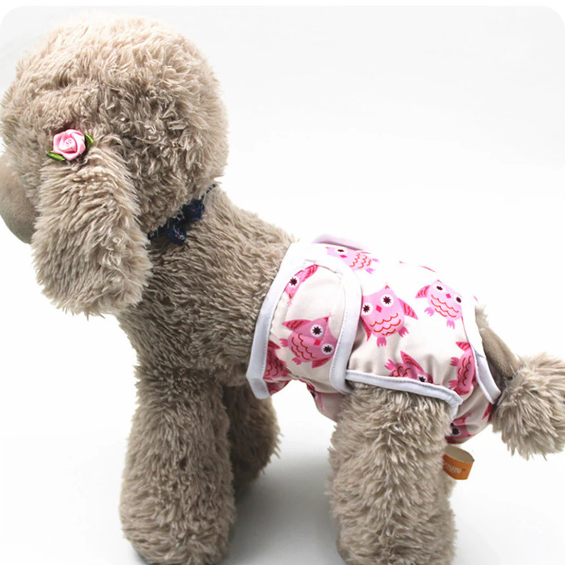 Furzone Medium Reusable Washable Female Dog Diaper <br>Suitable for waistline 40-50cm <br>Pink Owl - Image 3