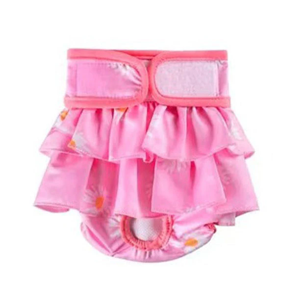 Furzone Medium Reusable Washable Female Dog Diaper <br>Suitable for waistline 40-55cm <br>Pink Daisy
