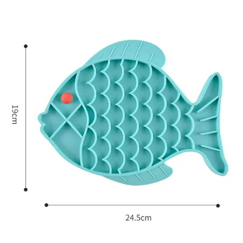 Furzone Silicone 2 In 1 Slow Feeder & Lick Bowl <br>Fish <br>Aqua - Image 2