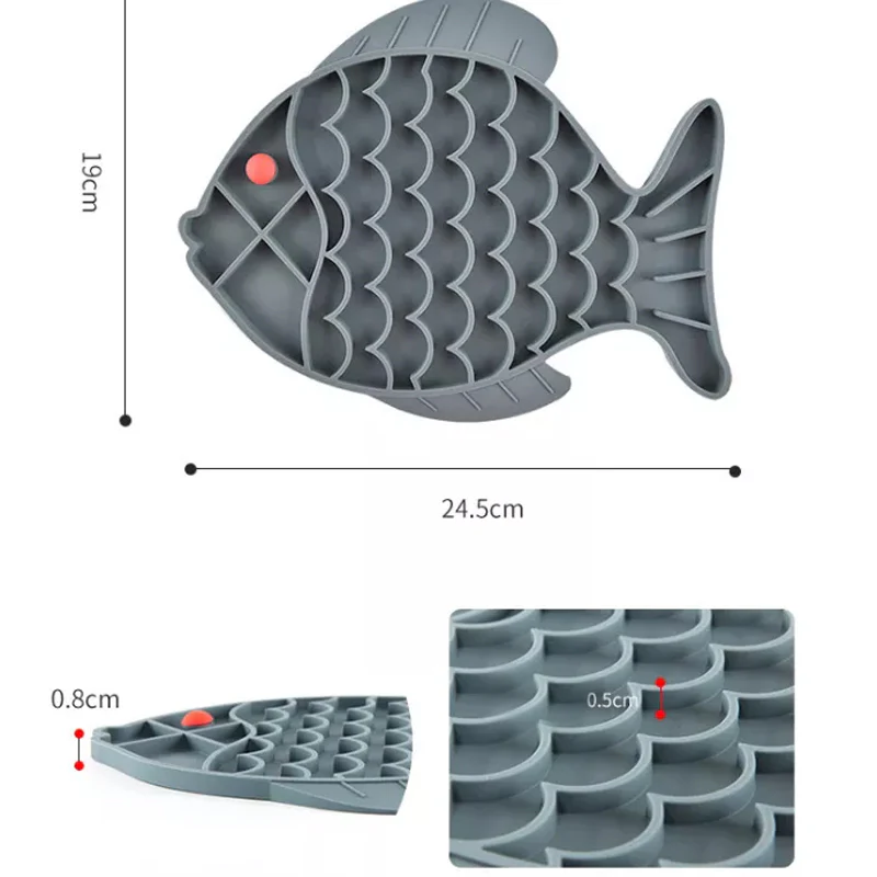 Furzone Silicone 2 In 1 Slow Feeder & Lick Bowl <br>Fish <br>Aqua - Image 3