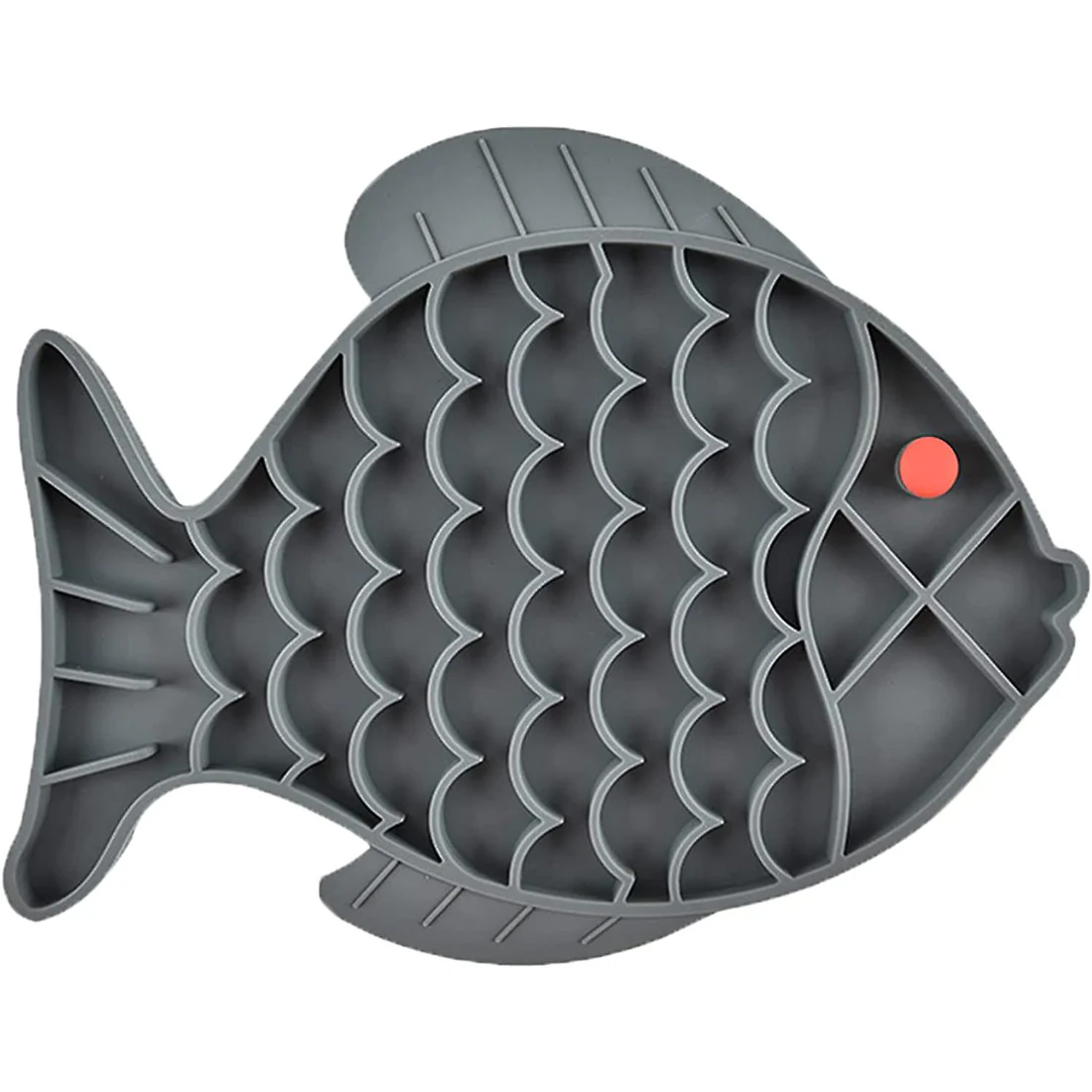 Furzone Silicone 2 In 1 Slow Feeder & Lick Bowl <br>Fish <br>Grey