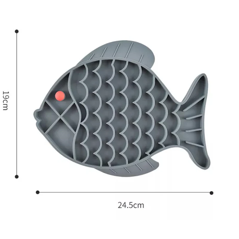 Furzone Silicone 2 In 1 Slow Feeder & Lick Bowl <br>Fish <br>Grey - Image 2