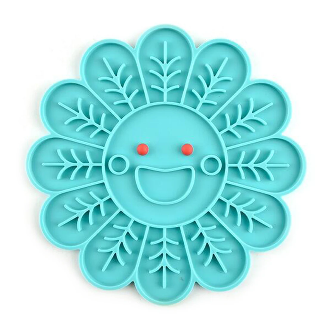Furzone Silicone 2 In 1 Slow Feeder & Lick Bowl <br>Flower <br>Aqua