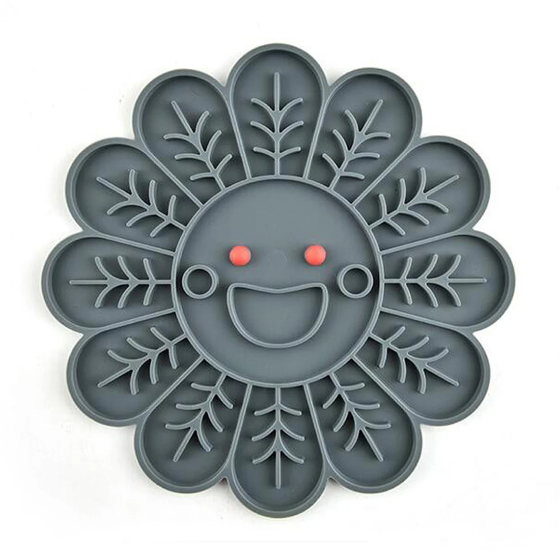 Furzone Silicone 2 In 1 Slow Feeder & Lick Bowl <br>Flower <br>Grey