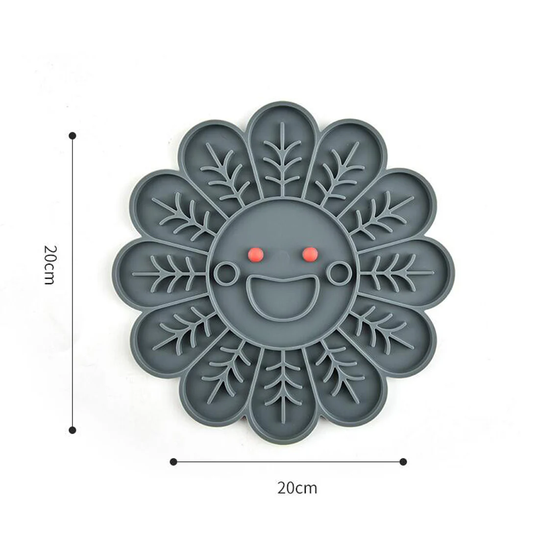 Furzone Silicone 2 In 1 Slow Feeder & Lick Bowl <br>Flower <br>Grey - Image 2