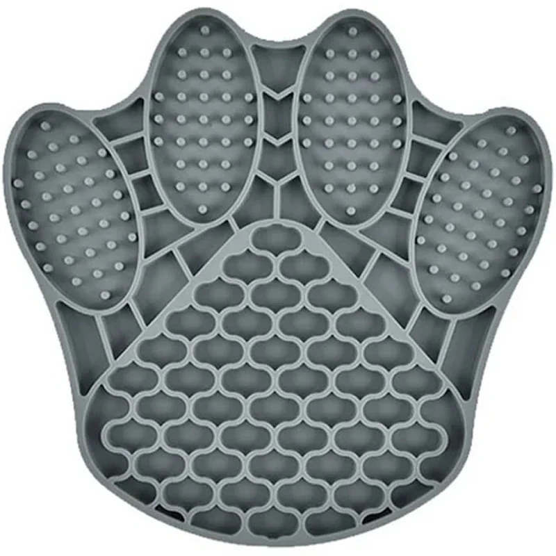 Furzone Silicone 2 In 1 Slow Feeder & Lick Bowl <br>Paw <br>Grey