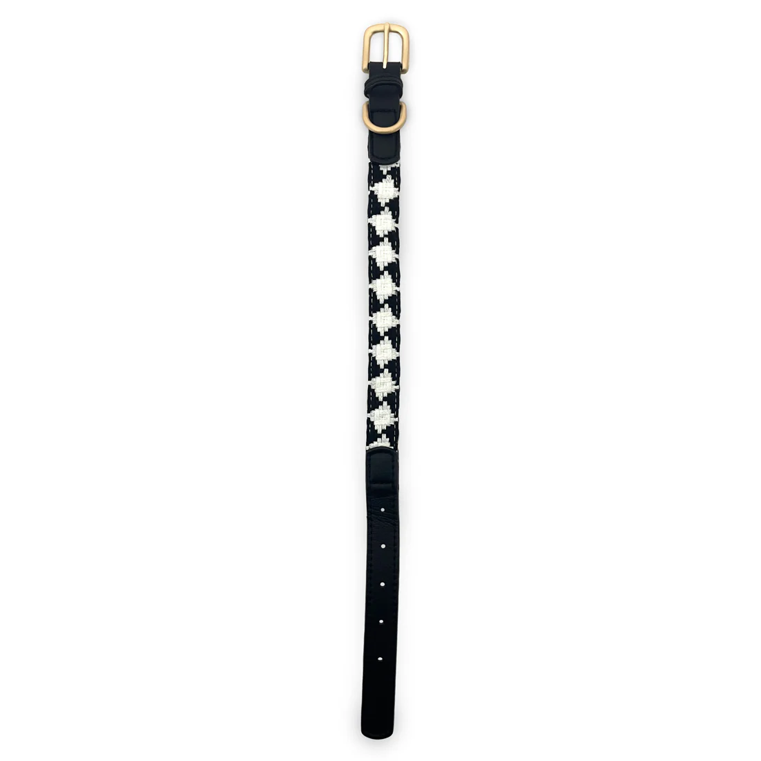 Furzone Small Vegan Leather & Fabric Dog Collar <br>Black & White <br>Suitable for Neck Diameter 30-39cm - Image 2