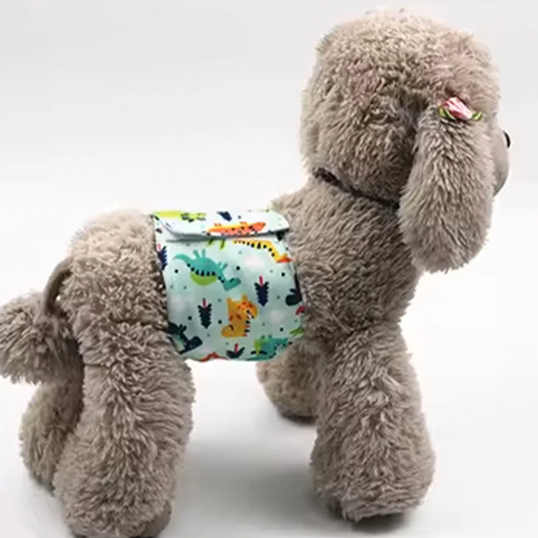 Furzone Medium Washable Male Dog Wrap <br>Suitable for waistline 34-40cm <br>Green Dinosaur - Image 2