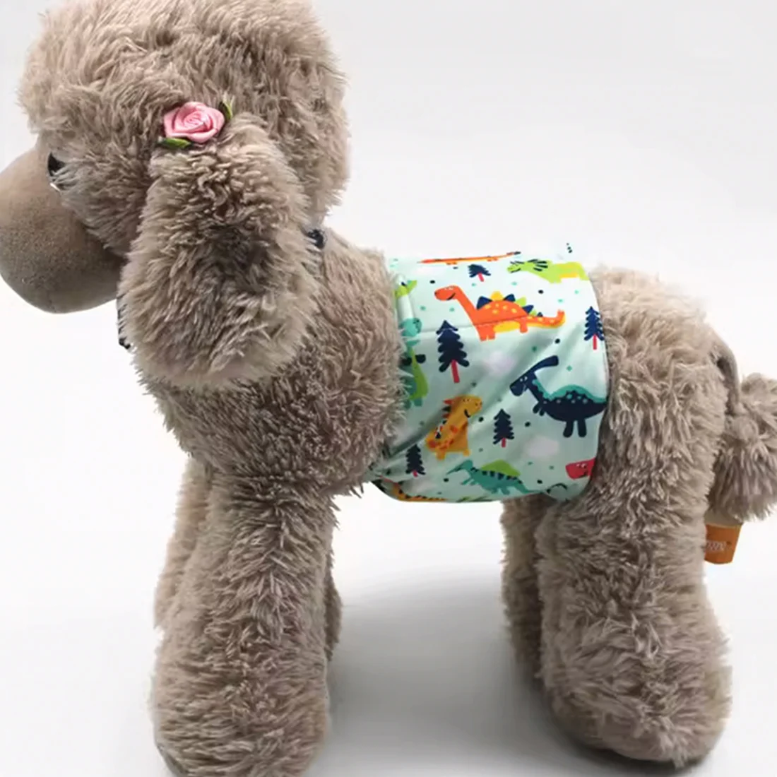 Furzone Medium Washable Male Dog Wrap <br>Suitable for waistline 34-40cm <br>Green Dinosaur - Image 3