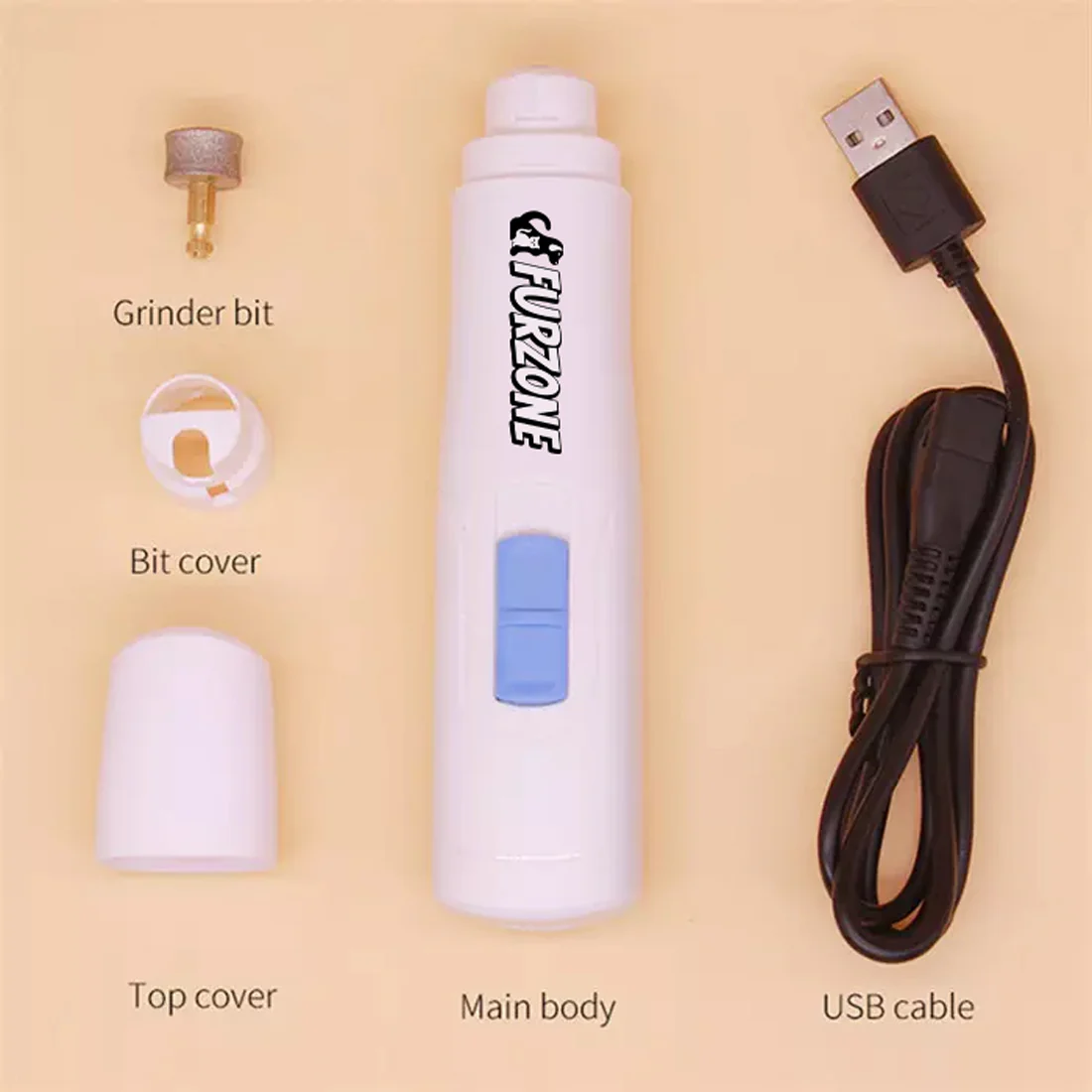 Furzone USB Pet/Dog Nail Grinder 2 Speed <br>Diamond Grind Wheel <br>8 Hours Running Time - Image 3