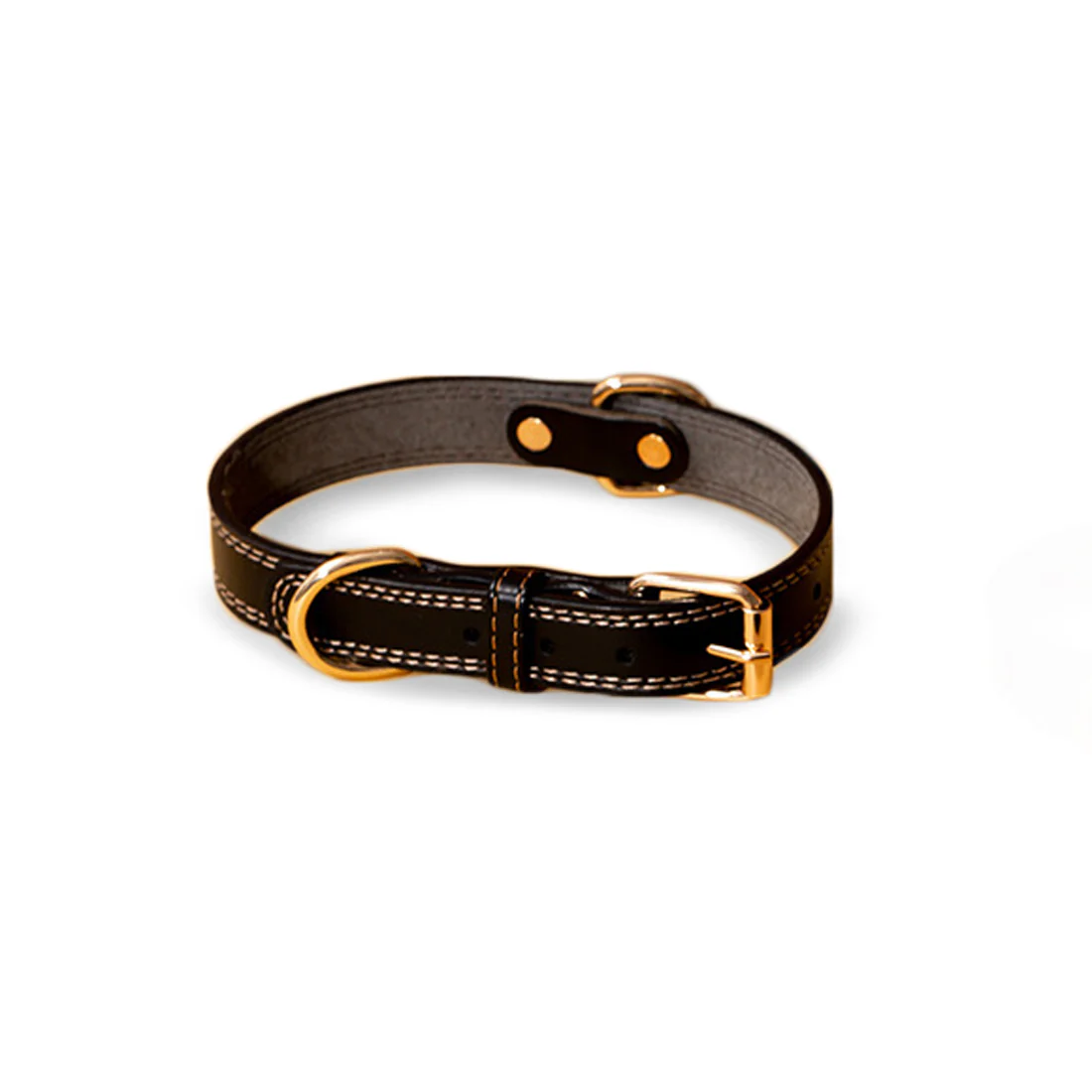 Furzone Vegan Leather Dog Collar & Lead Set <br>Black <br>Medium - Neck Diameter 42-52cm - Image 3