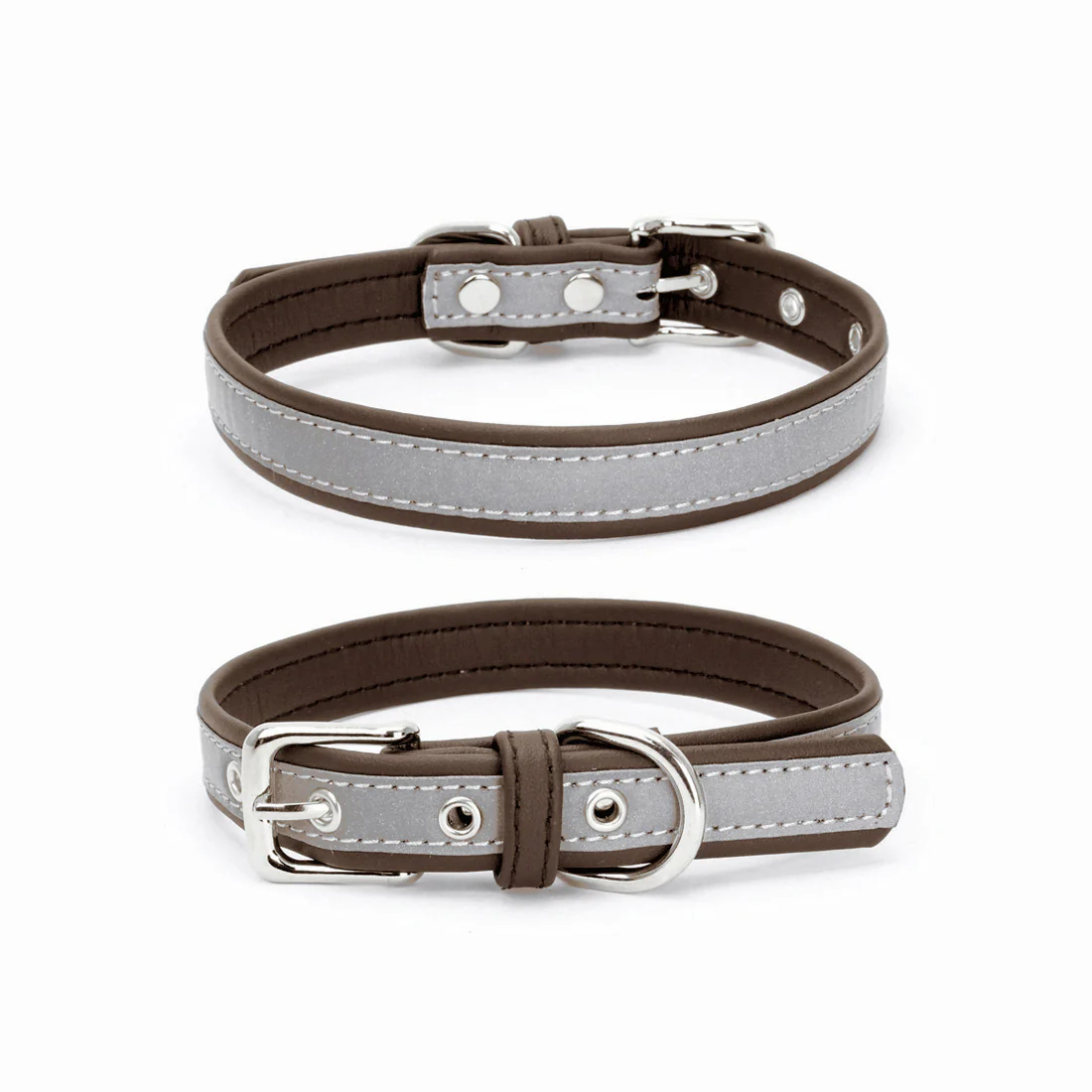 Furzone XL Reflective Vegan Leather Pet/Dog/Cat Collar & Lead Set <br>Brown <br>Suitable for Neck Diameter 41-51cm - Image 2