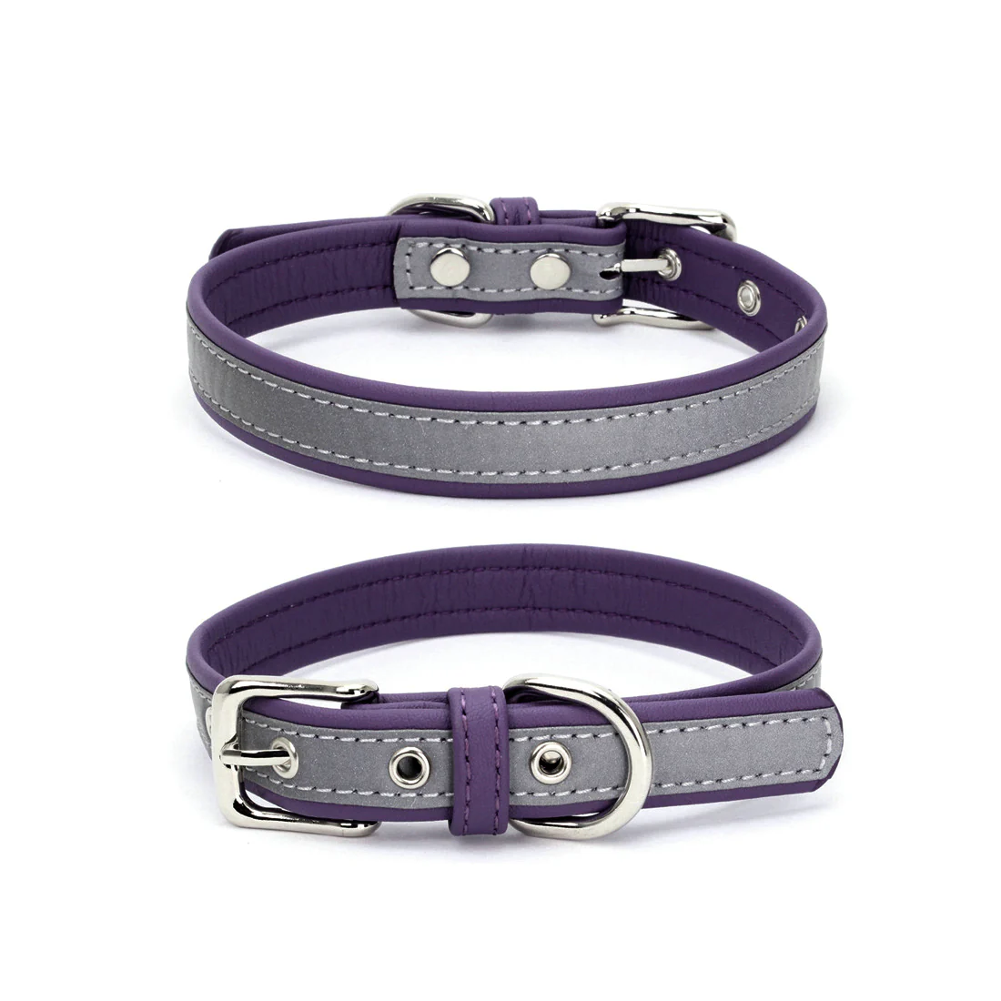 Furzone XXL Reflective Vegan Leather Pet/Dog/Cat Collar & Lead Set <br>Purple <br>Suitable for Neck Diameter 46-56cm - Image 2