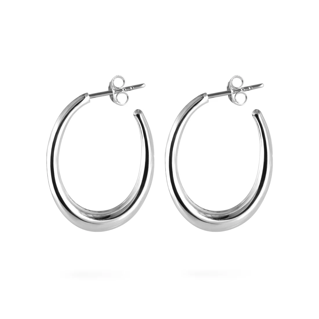 Joolz Co. Classic Thick Open Hoop Earrings with Push Back Closure <br>925 Sterling Silver - Image 3