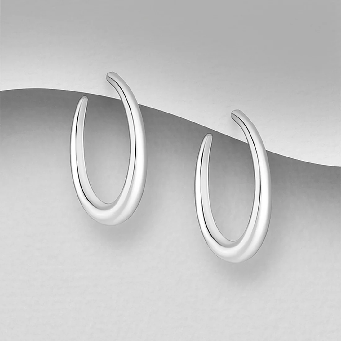 Joolz Co. Classic Thick Open Hoop Earrings with Push Back Closure <br>925 Sterling Silver - Image 4
