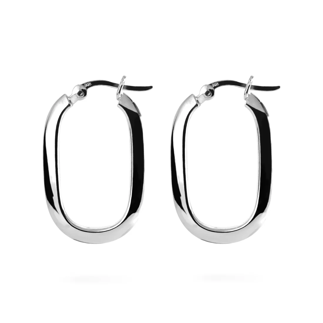 Joolz Co. Hinge Back Oval Hoop Earrings <br>925 Sterling Silver - Image 3