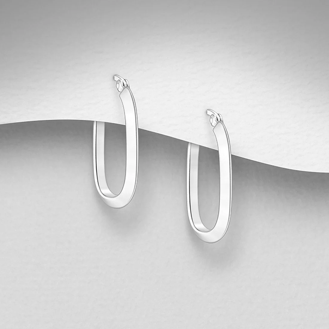 Joolz Co. Hinge Back Oval Hoop Earrings <br>925 Sterling Silver - Image 4