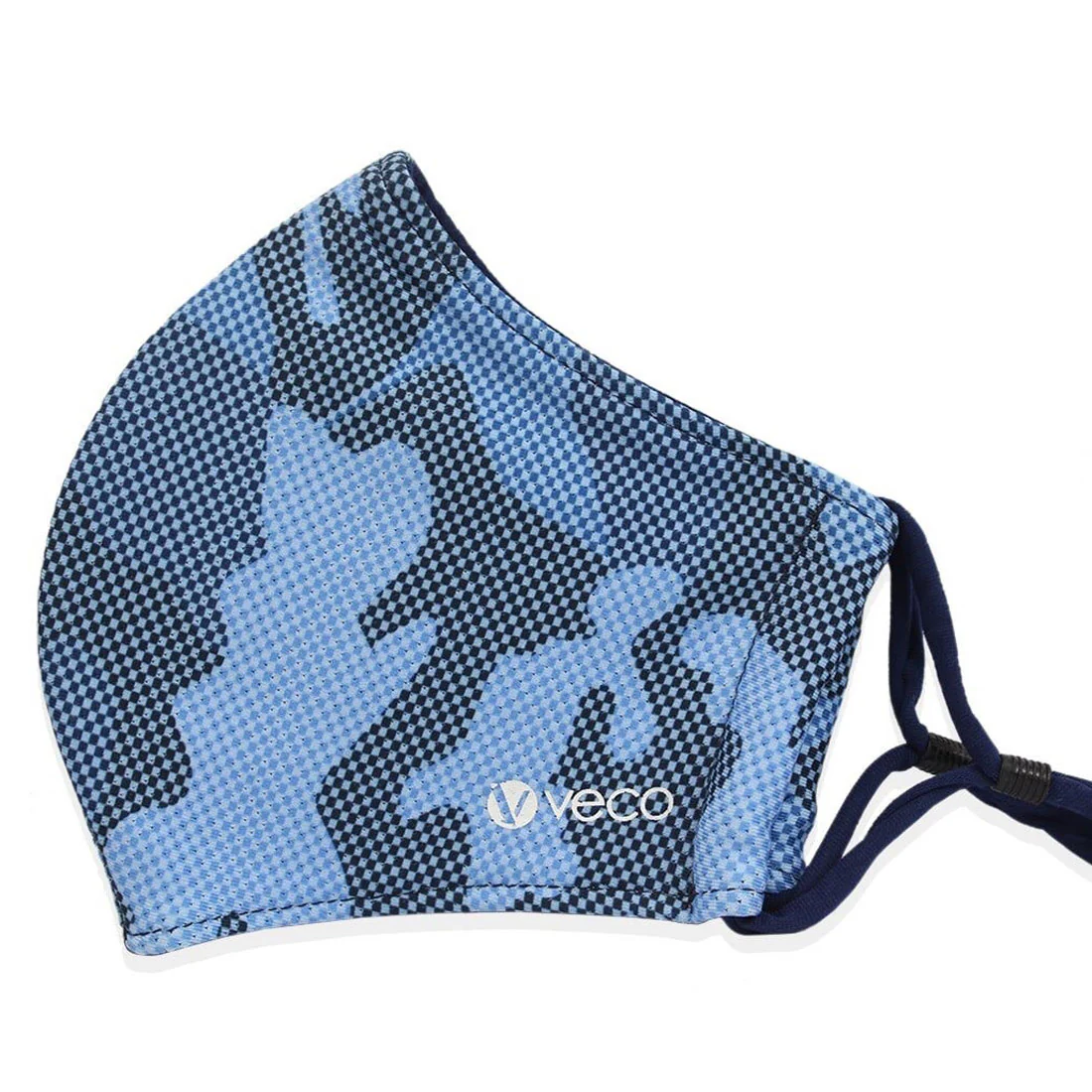 KIDS Washable Face Mask <br>3 layer Antimicrobial cloth fabric <br>Blue Camouflage