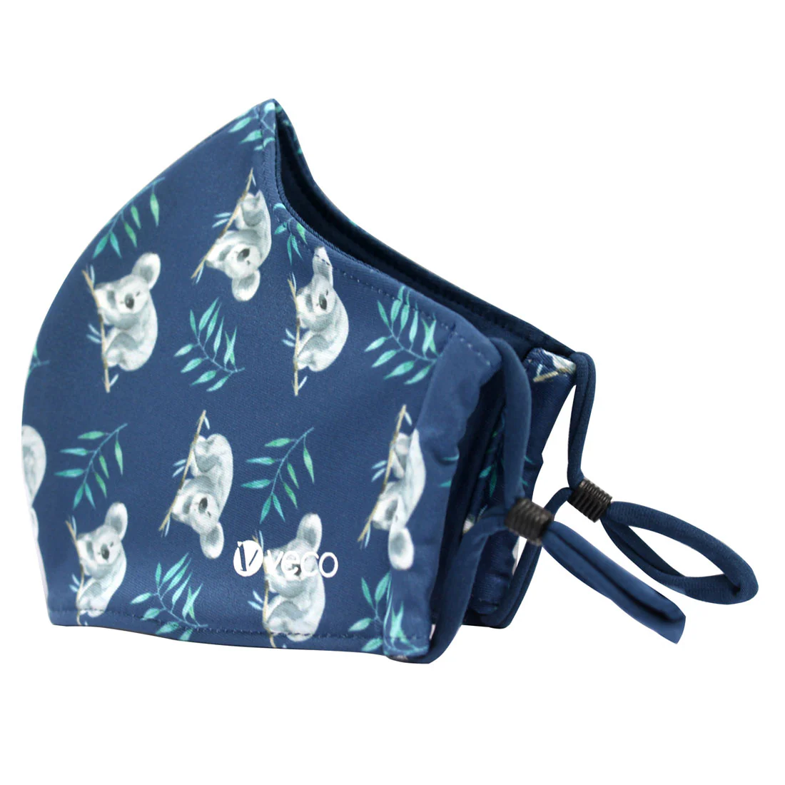 KIDS Washable Face Masks <br>3 layer Antimicrobial cloth fabric <br>Navy Koala - Image 3