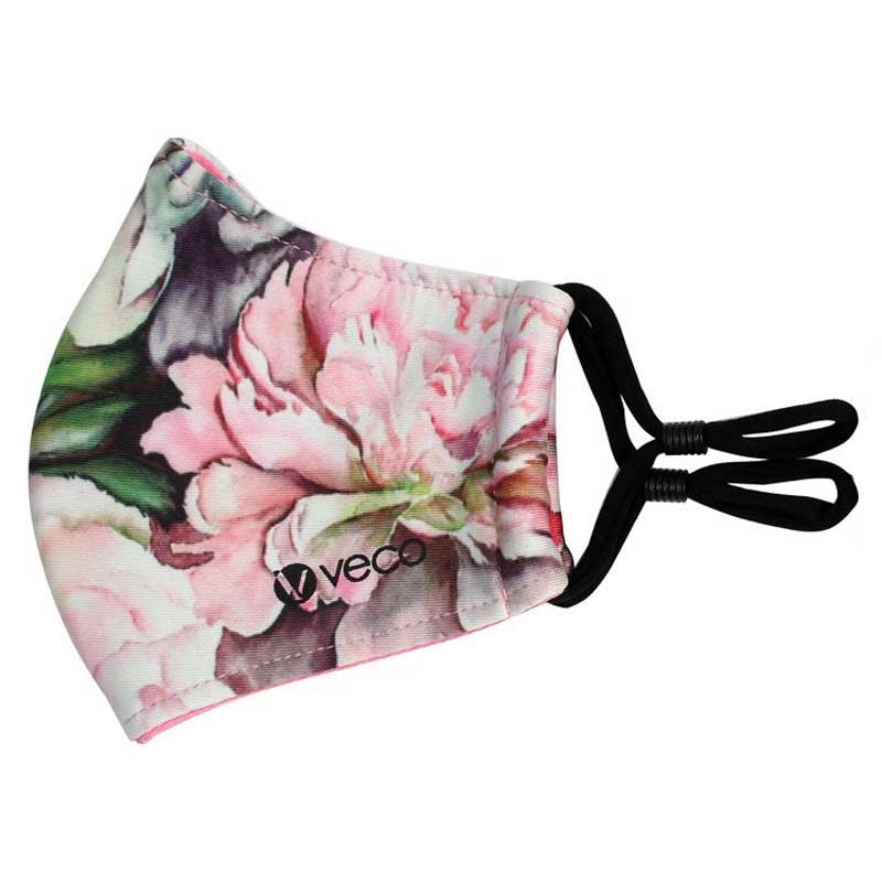 KIDS Washable Face Masks <br>3 layer Antimicrobial cloth fabric <br>Pink Peony