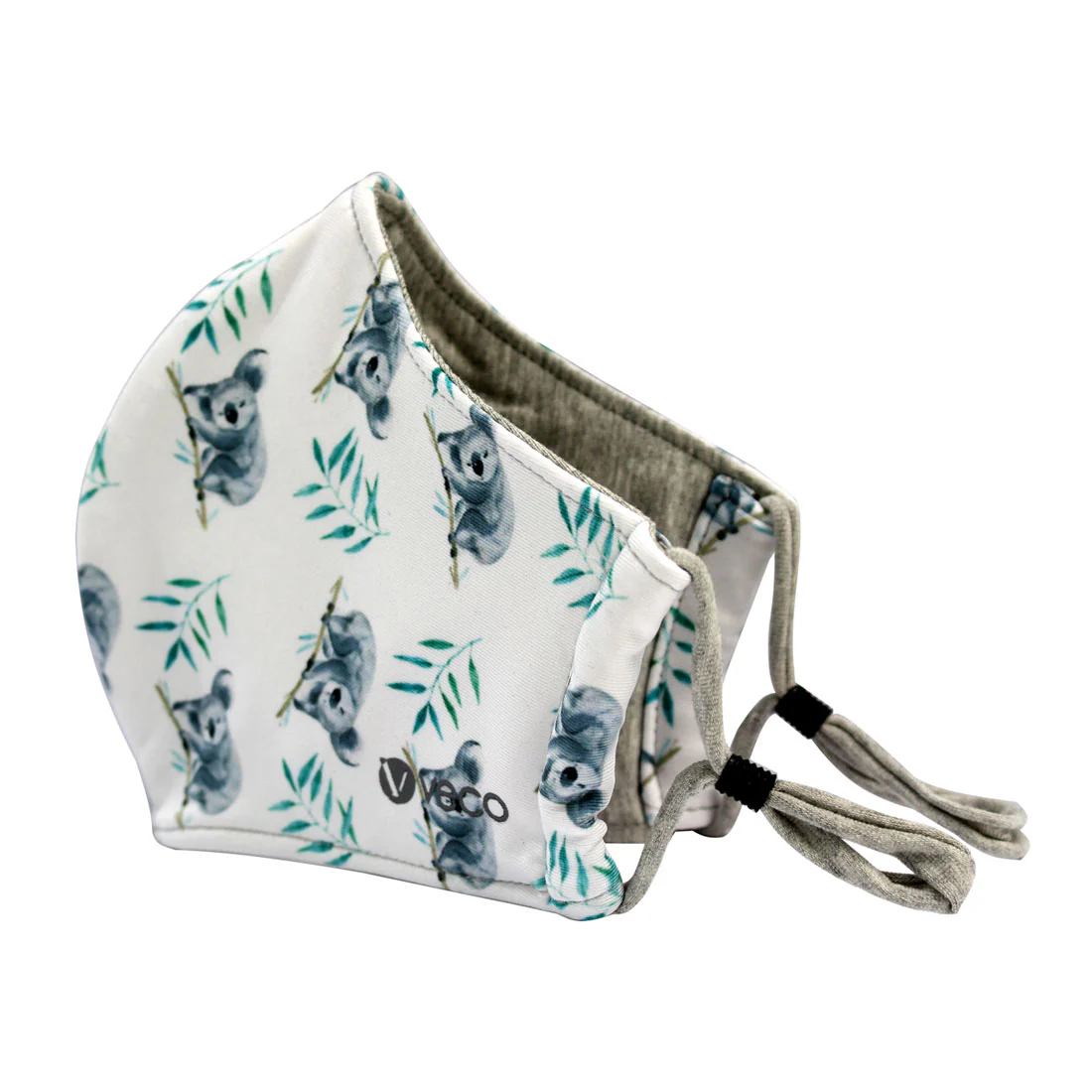 KIDS Washable Face Masks <br>3 layer Antimicrobial cloth fabric <br>White Koala - Image 4