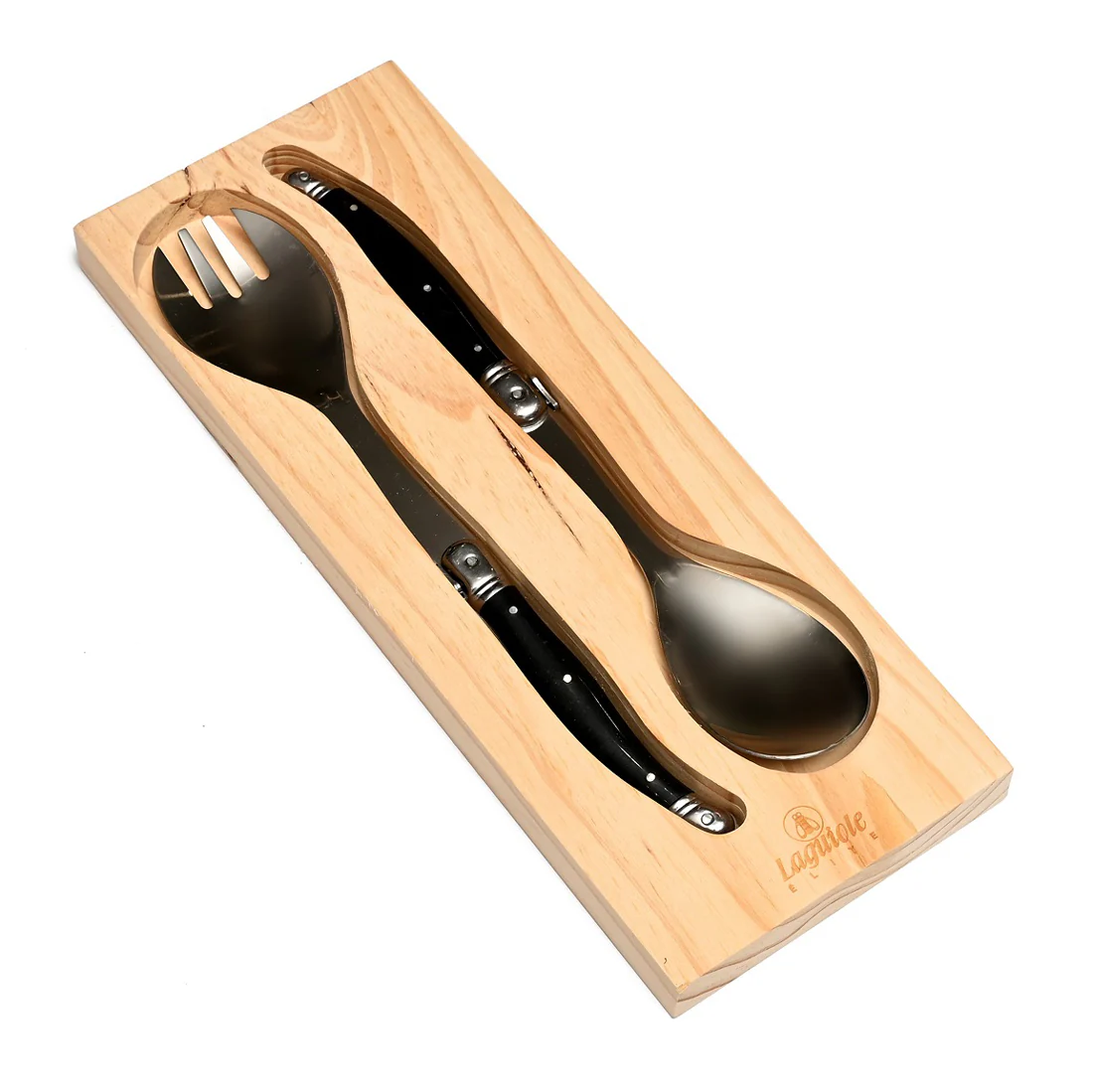 Laguiole 2 piece Salad Server Set <br>1 x Spoon 1 x Fork <br>Black*