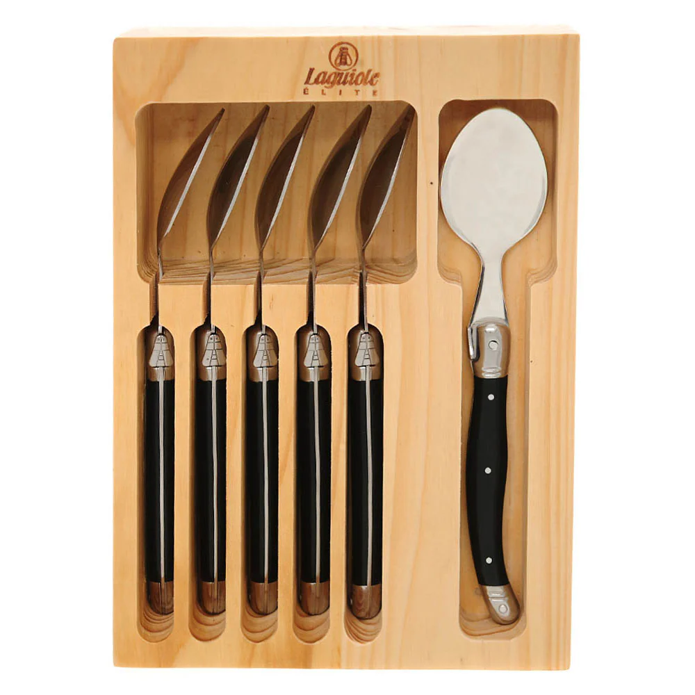 Laguiole 6 piece Spoon Set <br>6 x Spoon <br>Black*