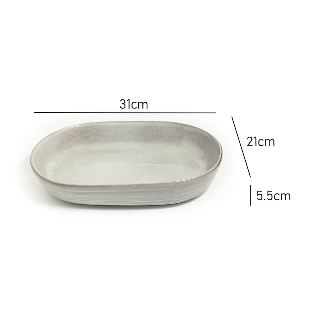 Lunde Ceramic Bakeware Oval Baker <br>Reactive Grey <br>Dimensions - 31 x 21 x 6cm - Image 4