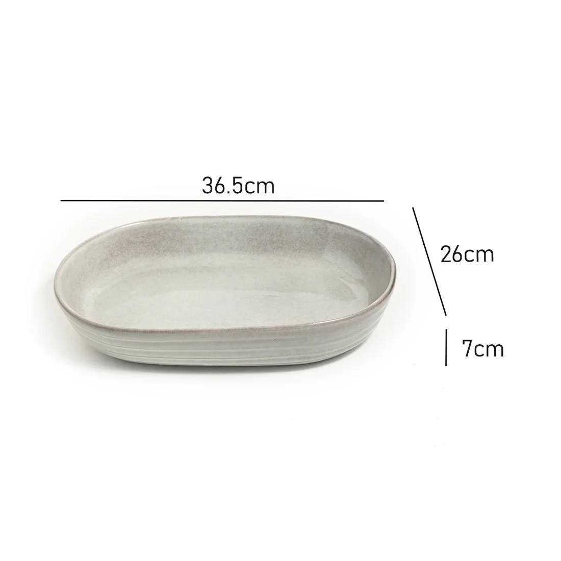 Lunde Ceramic Bakeware Oval Baker <br>Reactive Grey <br>Dimensions - 36 x 26 x 7cm - Image 4