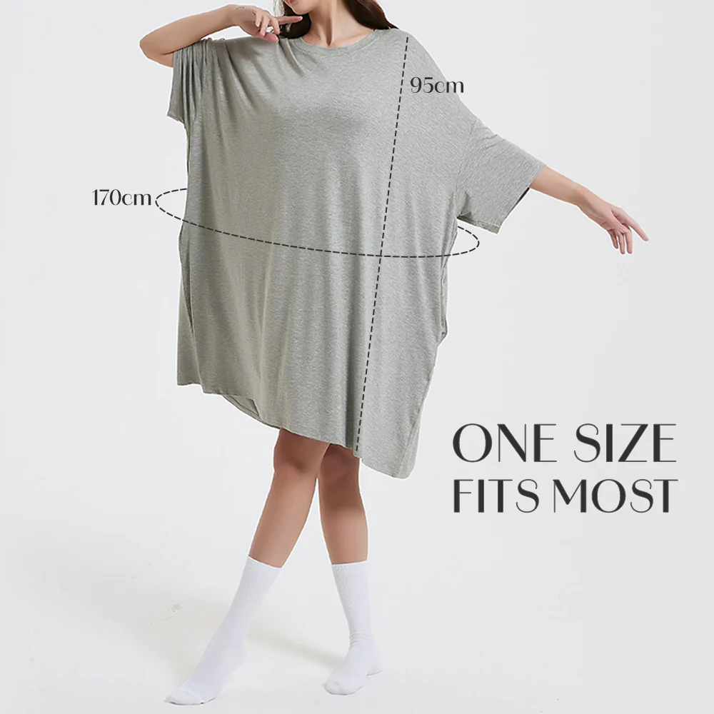 OZ PJ's Super Soft, Oversized Grey Sleep Tee <br>Heat Regulating Bamboo <br>One Size Fits Most - Image 10