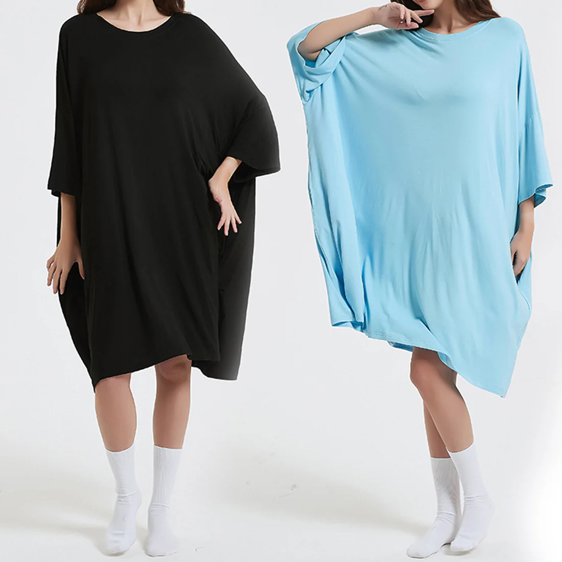 OZ PJ's Oversized Sleep Tee 2 PACK <br>Midnight Black & Grey <br>One Size Fits Most - Image 38