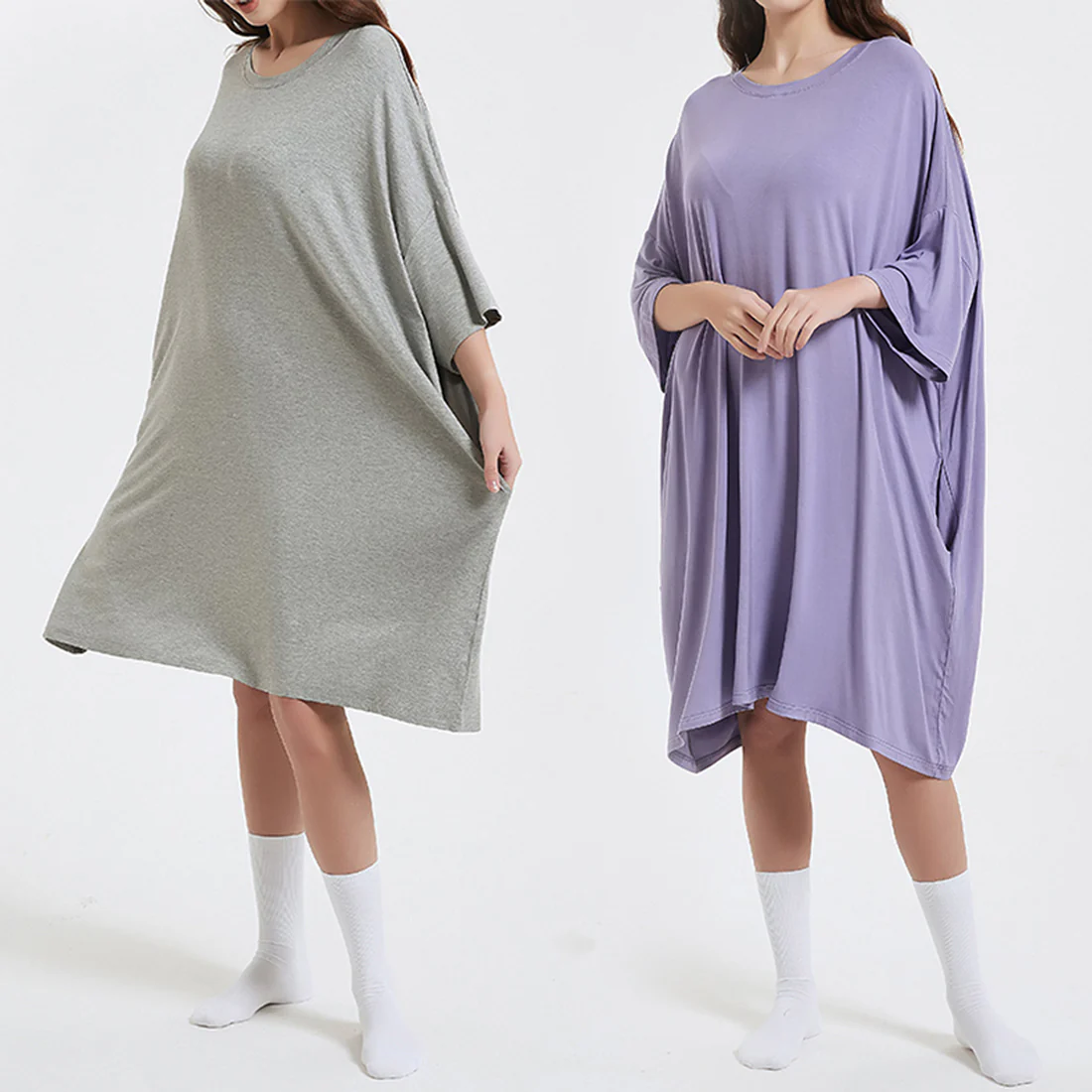 OZ PJ's Oversized Sleep Tee 2 PACK <br>Midnight Black & Grey <br>One Size Fits Most - Image 40
