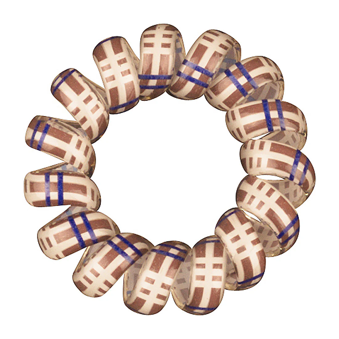 Phone Cord Hair Elastics Brown|Blue|White <br>Set Of 3 Snagless <br>Diameter 4.5cm