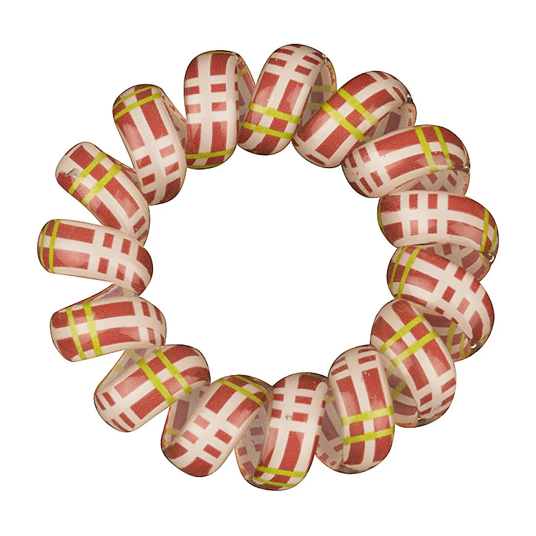 Phone Cord Hair Elastics Brown|Green|White <br>Set of 3 Snagless <br>Diameter 4.5cm