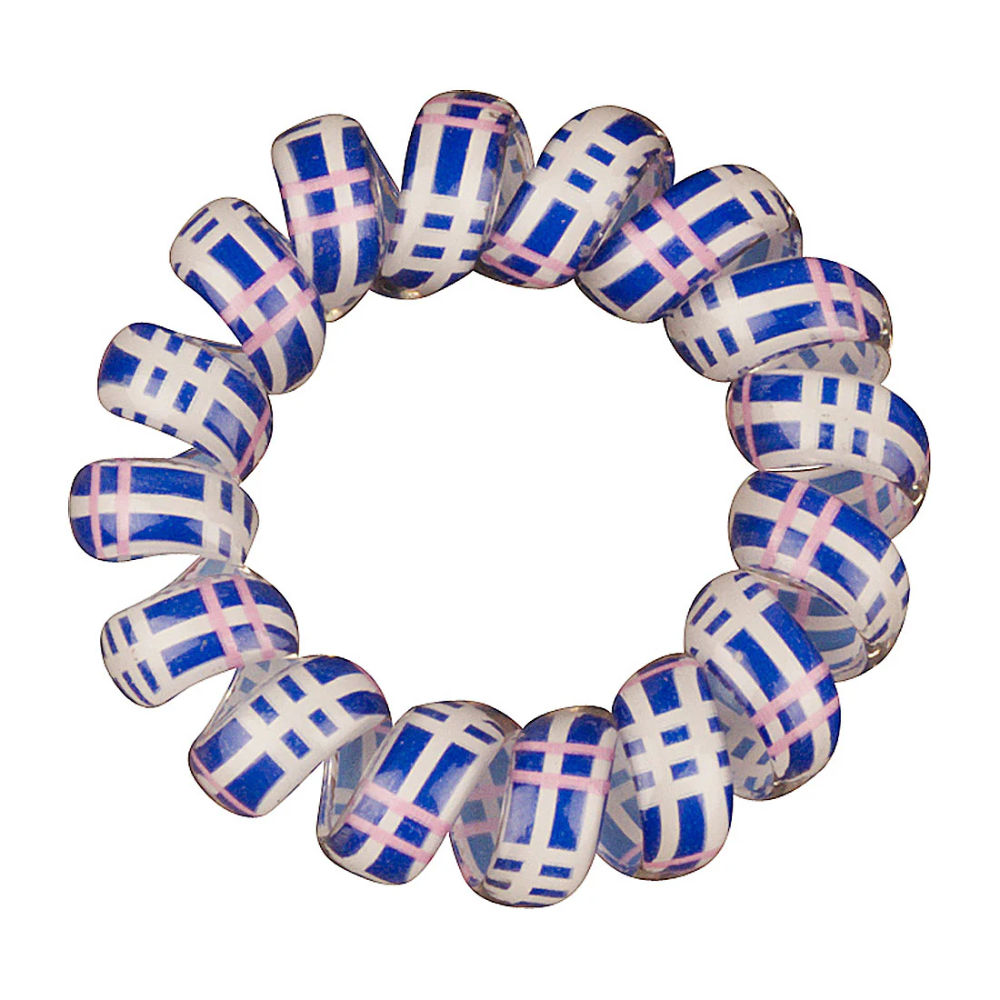 Phone Cord Hair Elastics Royal Blue|Baby Pink|White <br>Set Of 3 Snagless <br>Diameter 4.5cm