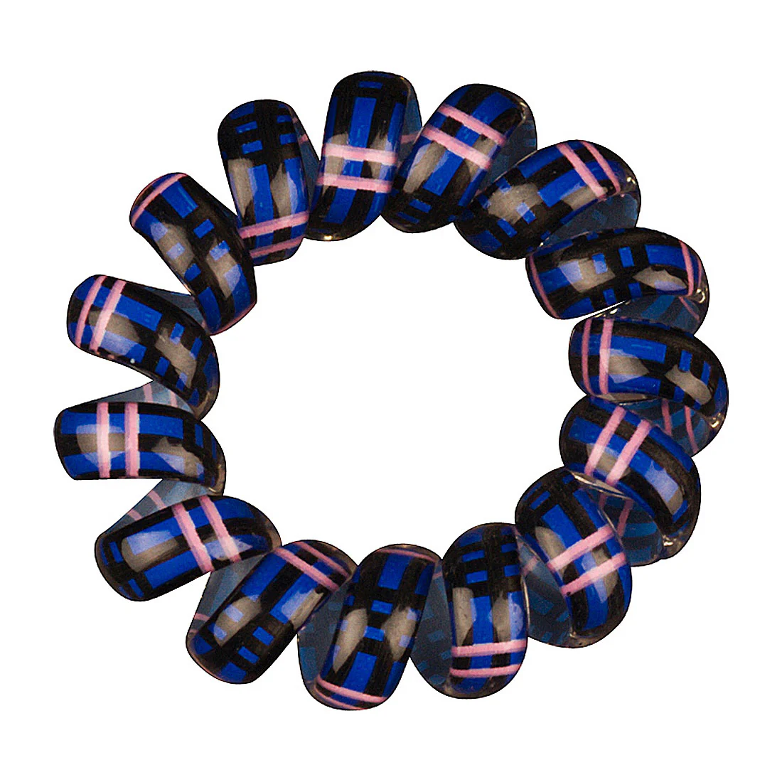 Phone Cord Hair Elastics Royal Blue|Pink|Black <br>Set of 3 Snagless <br>Diameter 4.5cm