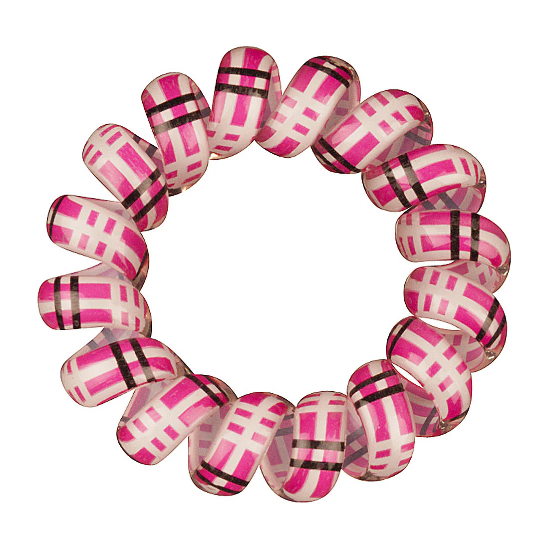 Phone Cord Hair Elastics Pink|Black|White <br>Set of 3 Snagless <br>Diameter 4.5cm