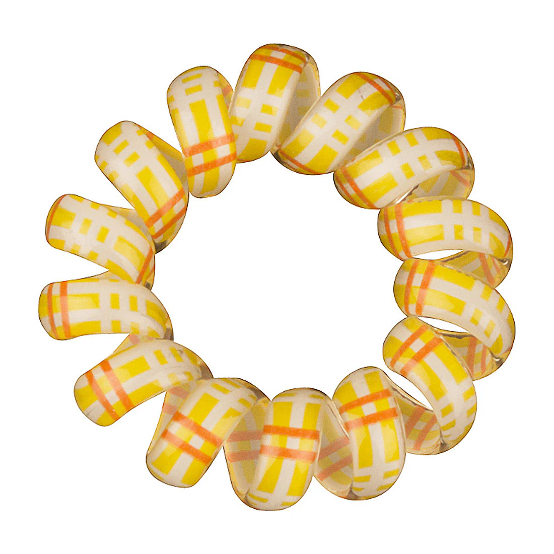 Phone Cord Hair Elastics Yellow|Orange|White <br>Set of 3 Snagless <br>Diameter 4.5cm